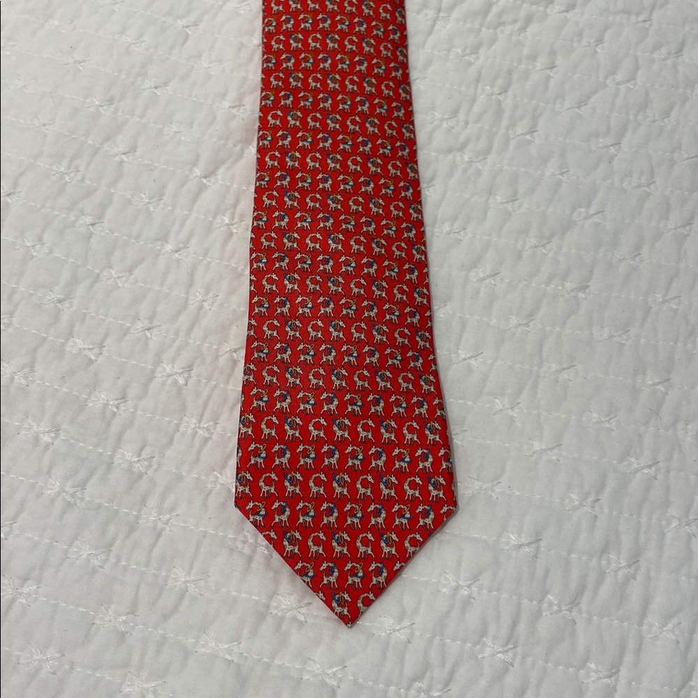 Ferragamo Red Giraffe Pattern Tie